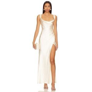 NWT Runaway the Label Maxi Midi Dress White Havanna Cowl Neck Wedding Bridal M